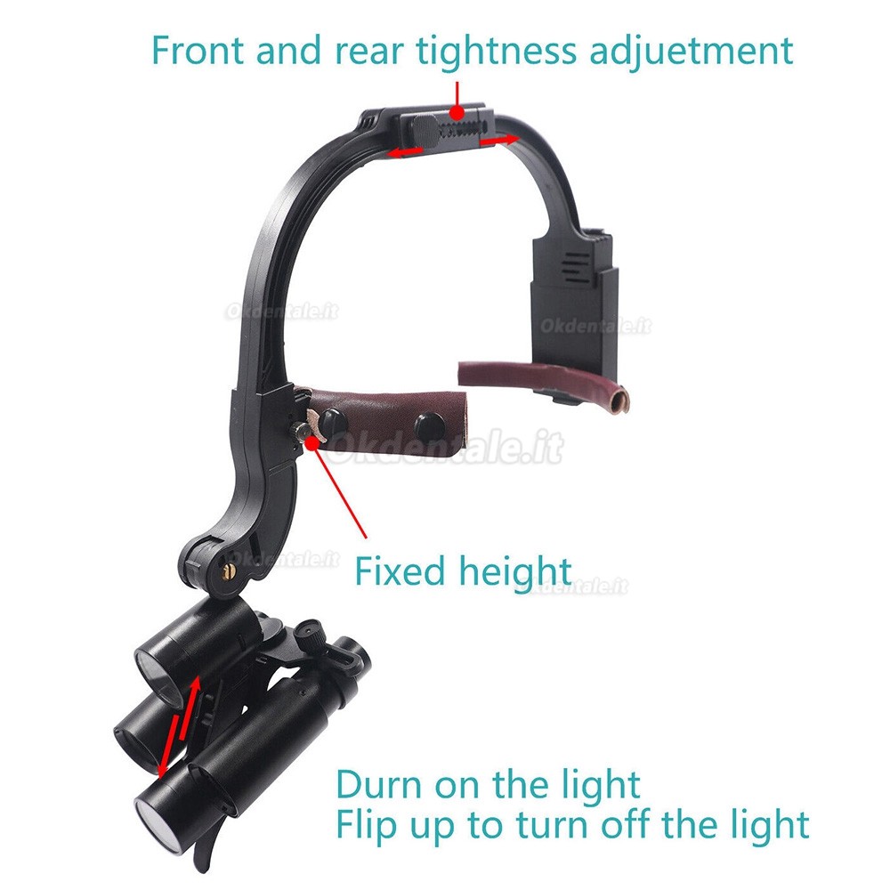 Occhiali ingrandenti odontoiatria 5X / 6X con faro LED da 5 W + occhiali presbiti