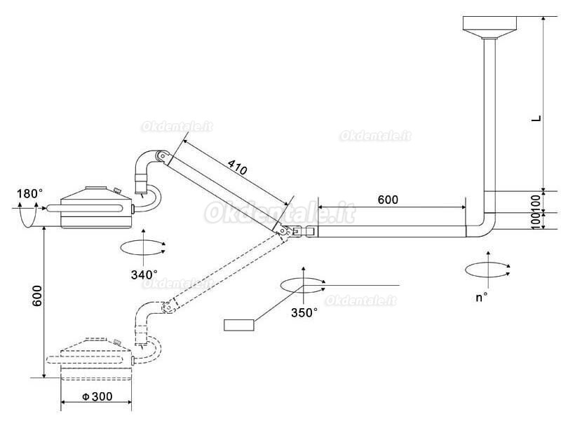 Lampada odontoiatrica odontoiatrica da 72 W montata a soffitto, lampada operatoria senza ombre a LED a luce fredda