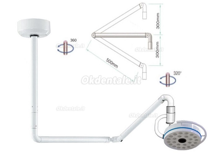 Lampada odontoiatrica odontoiatrica da 72 W montata a soffitto, lampada operatoria senza ombre a LED a luce fredda