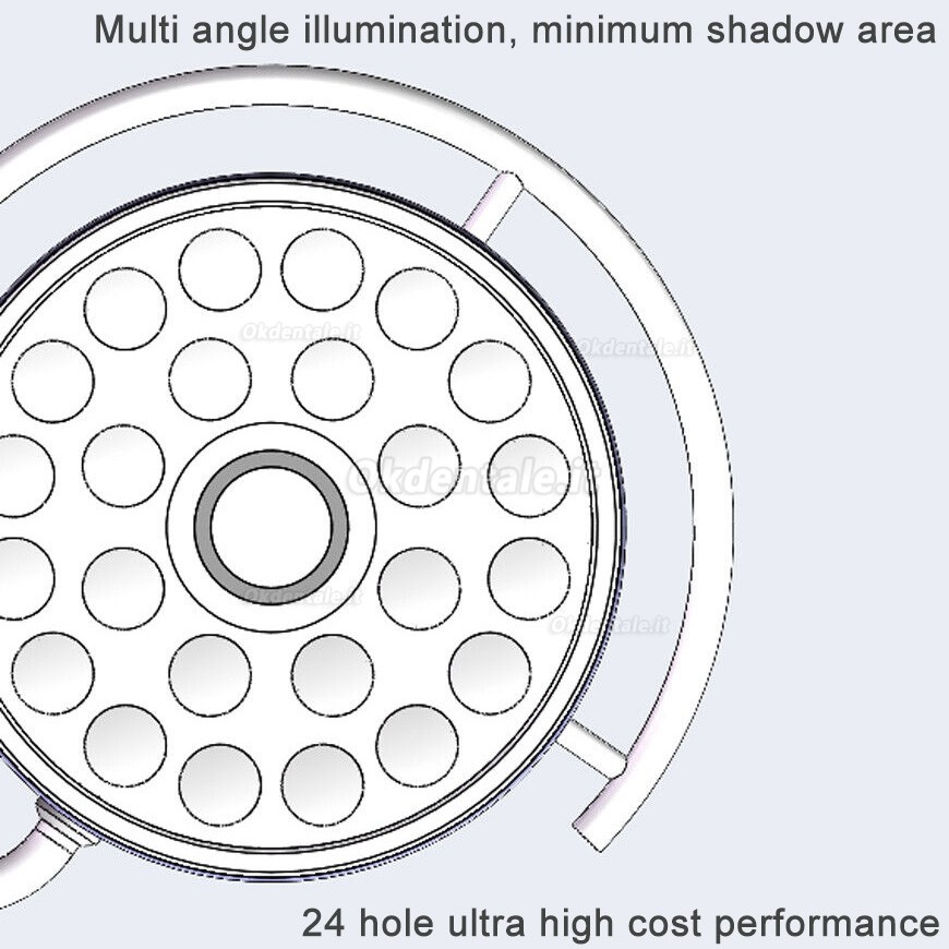 Lampada odontoiatrica odontoiatrica da 72 W montata a soffitto, lampada operatoria senza ombre a LED a luce fredda