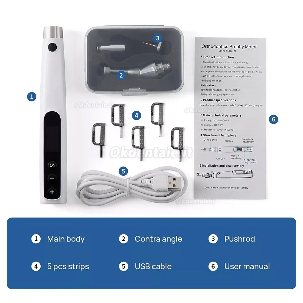 Kit manipolo ortodontico elettrico dentale Betterway IPR 2000 Interprossimale IPR con strisce da 5 pezzi