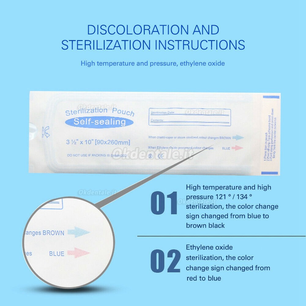 Buste sterilizzazione buste autosigillanti per autoclave dentale da 200 pezzi/scatola