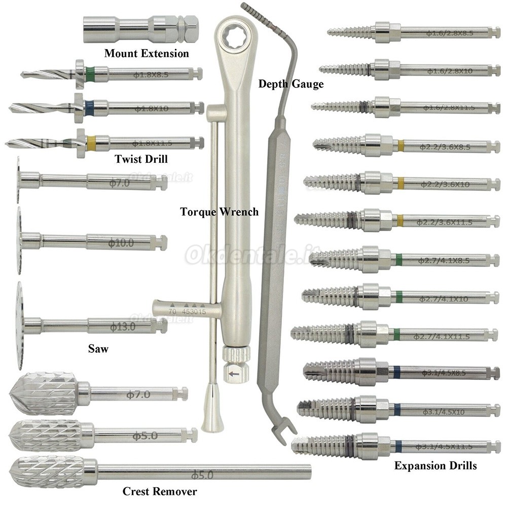 Kit ESSET per impianti dentali, Fresa chirurgica ad espansione divisa a cresta stretta