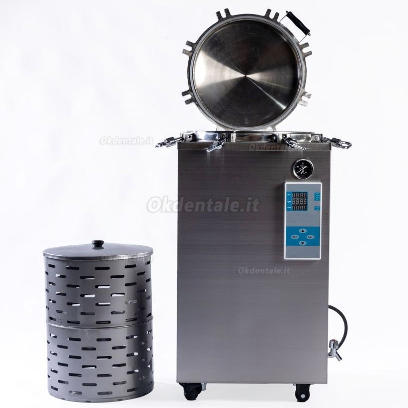 JIBIMED LS-LD 35L/ 50L/ 75L/ 100L/ 120L/ 150L Sterilizzatore autoclave a vapore ad alta pressione verticale 105℃ - 134℃ con display a LED