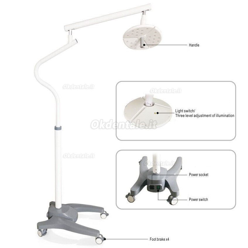 KWS KD2018-L1 36W Lampada sala operatoria, lampade scialitica dentista a led modello a piedi