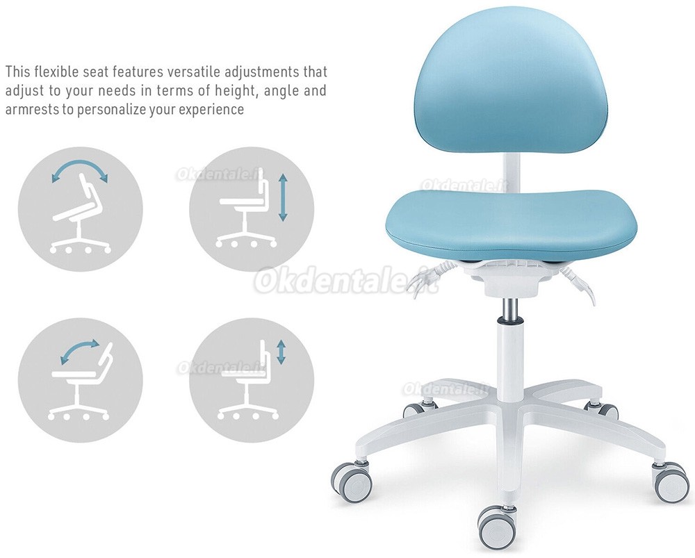 TYTC PLST-064-067 Sedia per assistenza dentista, sgabello ergonomico per dentista (angolazione del sedile e dello schienale regolabili)